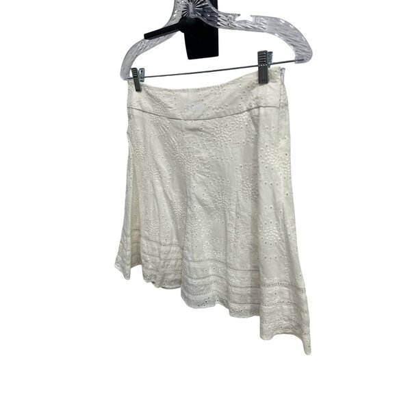 Nue Options White Eyelet A Line Cotton Short Cottagecore Skirt SZ 4 Petite - Picture 3 of 8